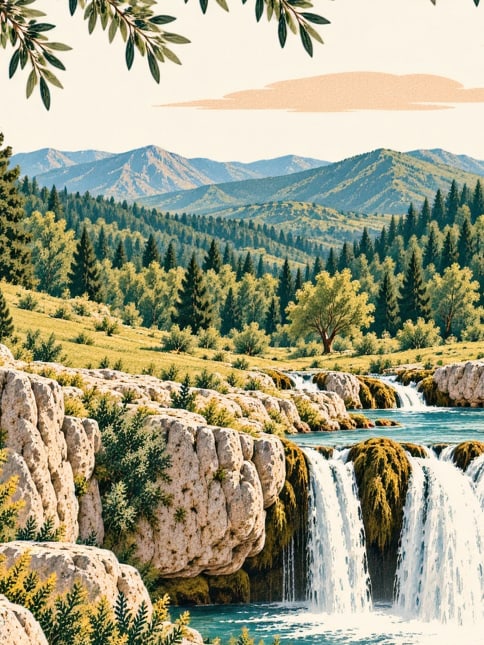 Zeichnung: Naturpark Tomara-Wasserfall, Gümüşhane
