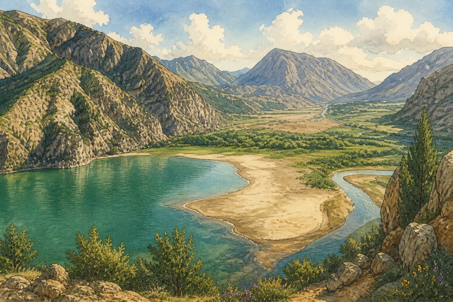 Tortum Lake çizimi, Erzurum