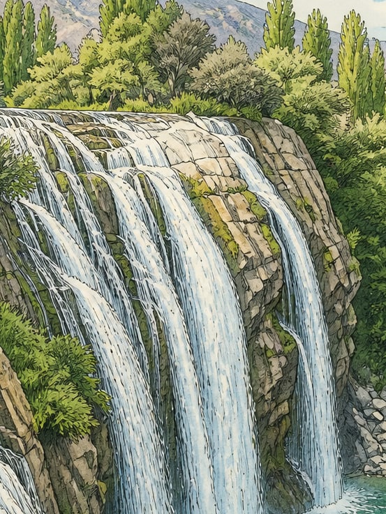 Tortum Waterfall çizimi, Erzurum