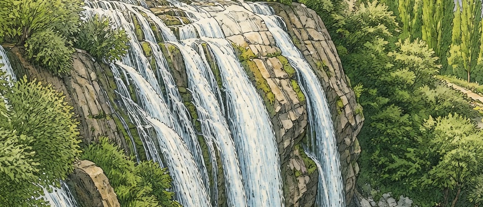 Tortum Waterfall çizimi, Erzurum