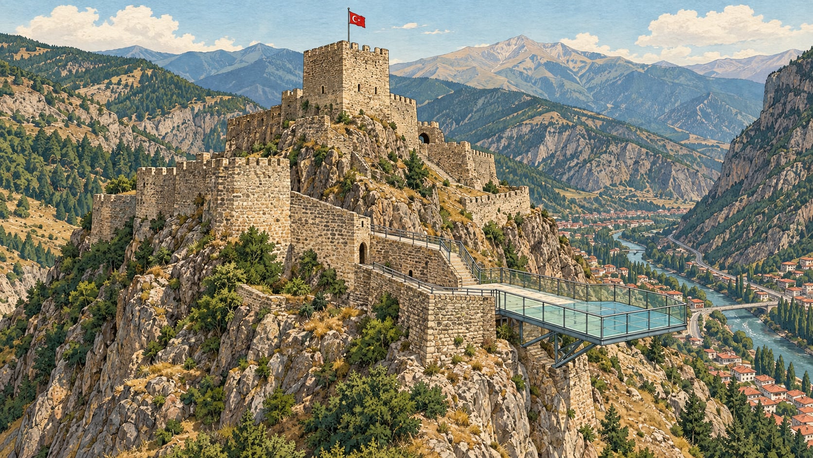 Torul Castle Glass Viewing Terrace çizimi, Gümüşhane