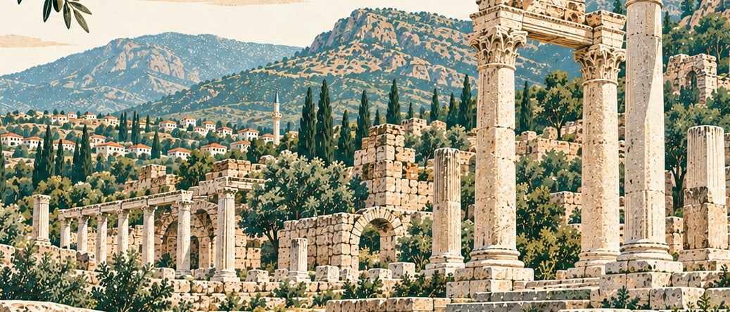Tralleis Ancient City çizimi, Aydın
