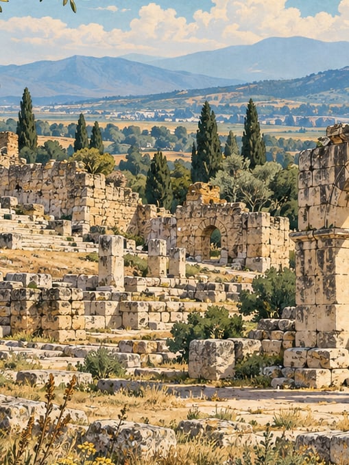 Zeichnung: Antike Stadt Trapezapolis, Denizli
