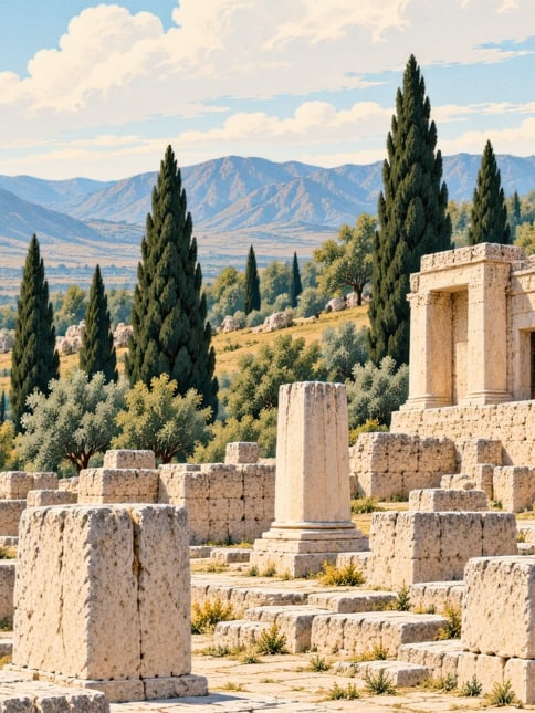 Zeichnung: Felsgräber von Turuş, Adıyaman