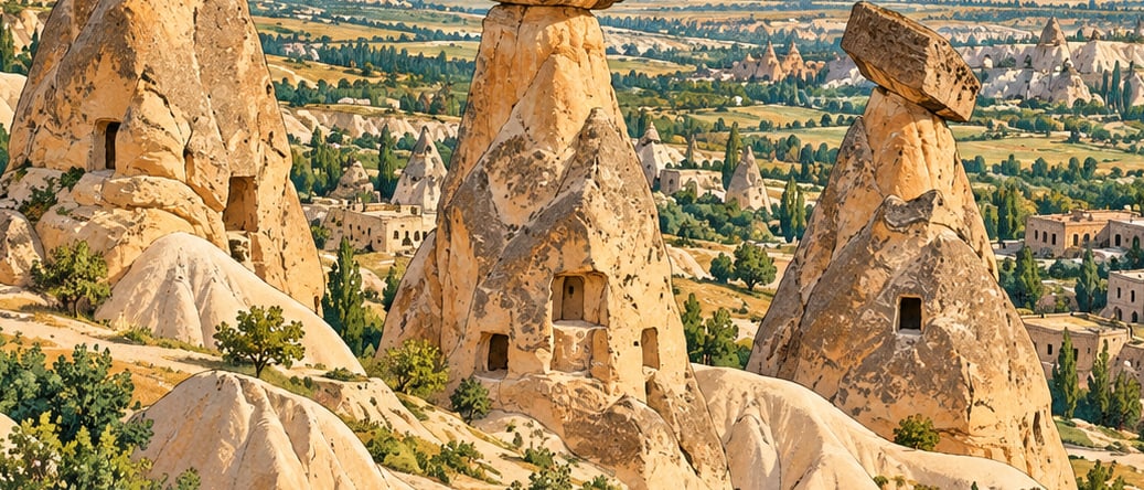 Üç Güzeller Viewpoint çizimi, Nevşehir