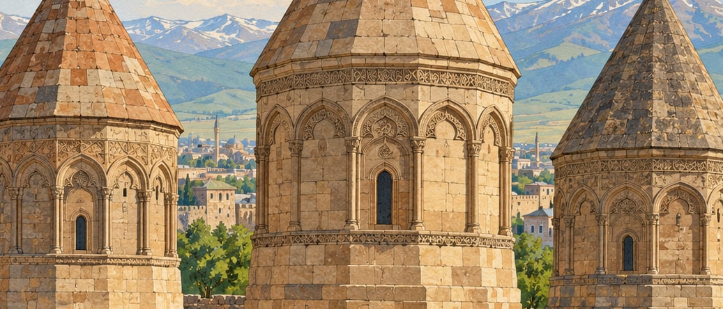 Three Tomb Towers çizimi, Erzurum