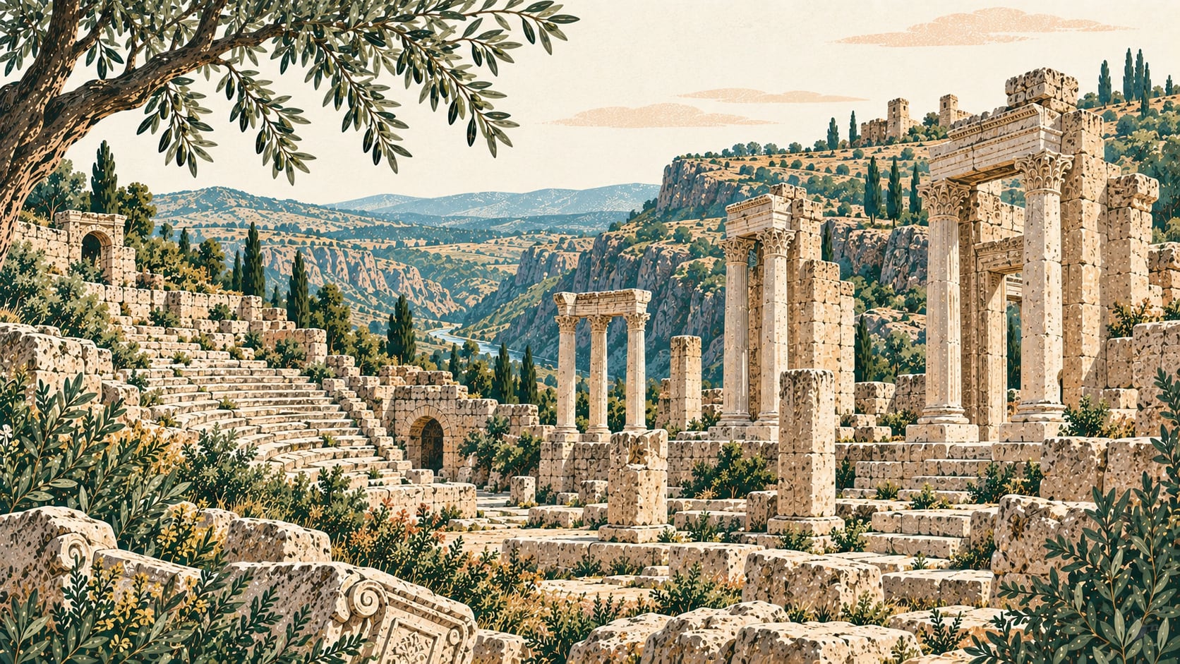 Ulubey Blaundos Ancient City çizimi, Uşak