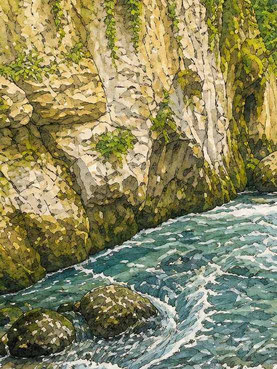 Zeichnung: Wasserfall Ulukaya, Bartın