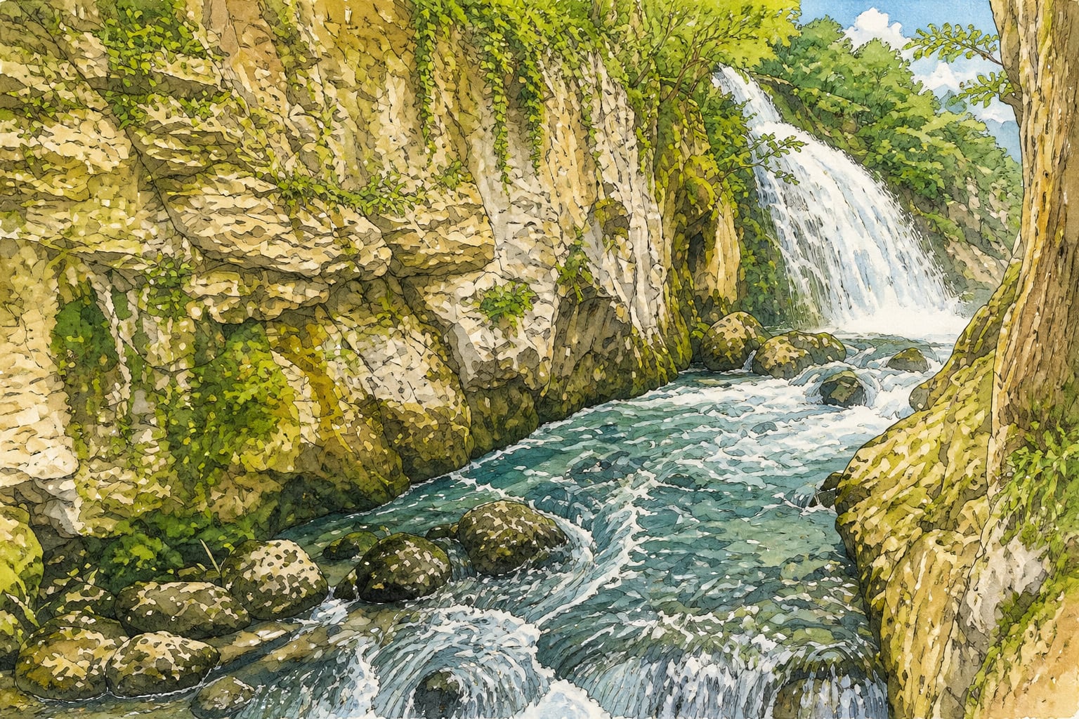 Ulukaya Waterfall çizimi, Bartın