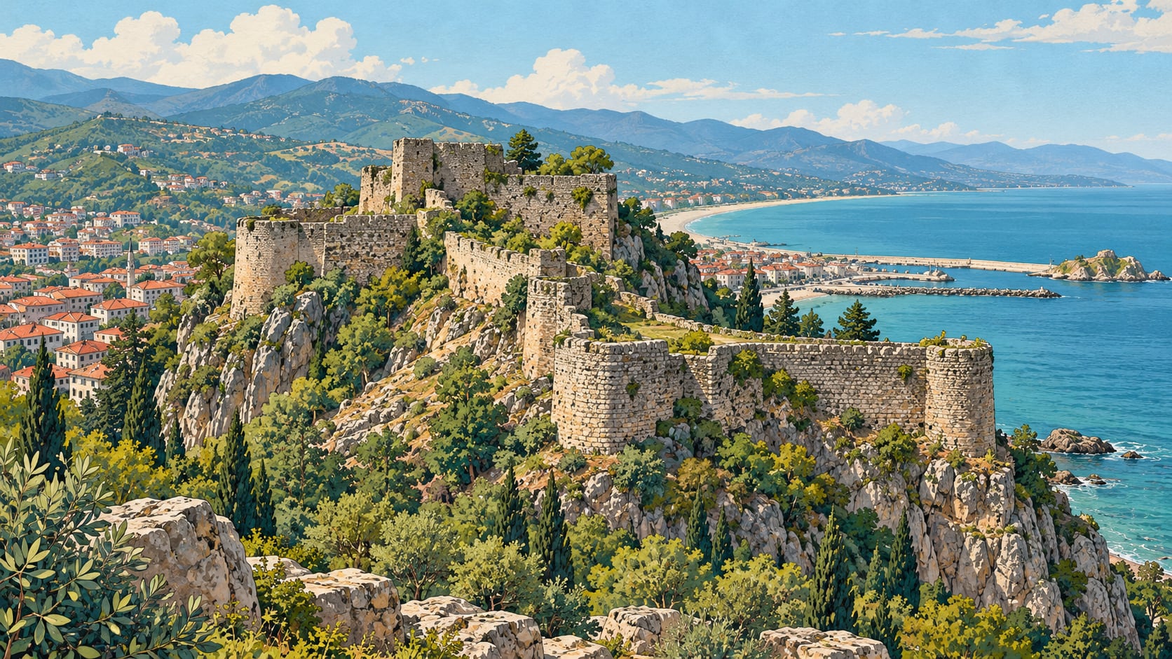 Ünye Castle çizimi, Ordu