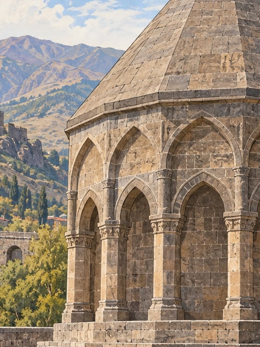 Zeichnung: Usta-Şakirt-Grabturm (Ulu Kümbet), Bitlis