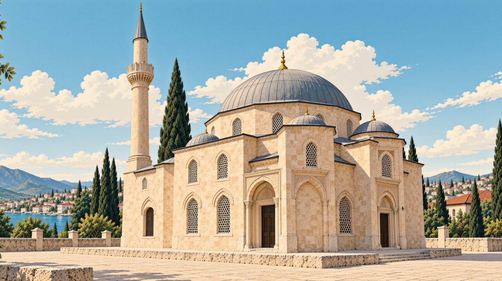 Üveys Paşa Mosque çizimi, Aydın