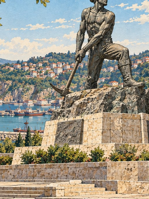 Zeichnung: Denkmal Langer Mehmet, Zonguldak