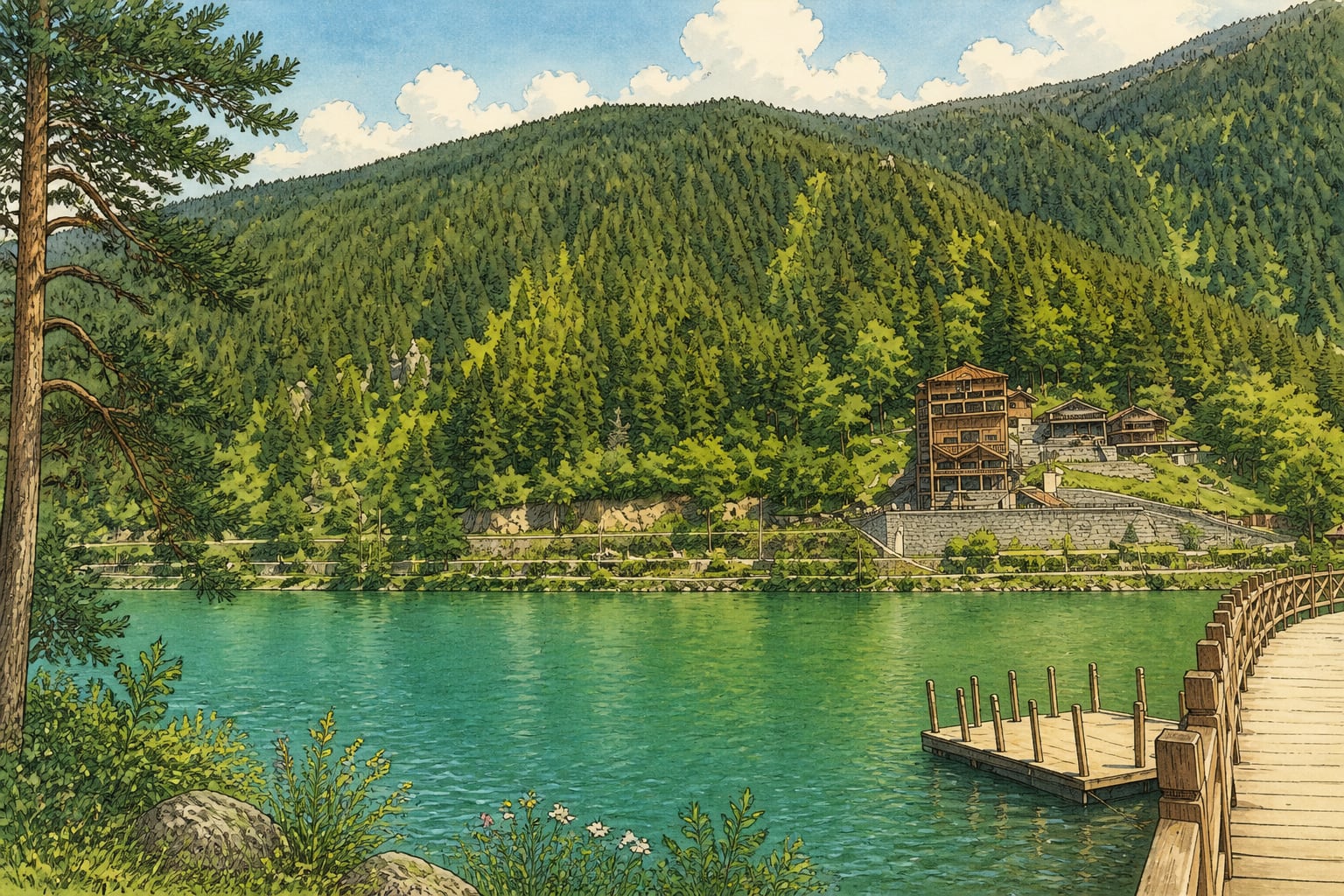Uzungöl Nature Park çizimi, Trabzon
