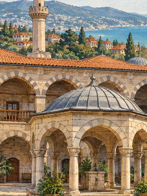 Zeichnung: Vakıf-Karawanserei, Trabzon