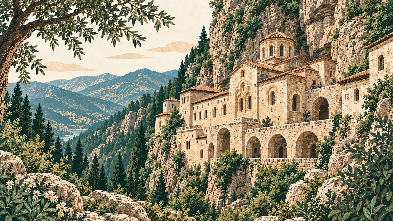 Vazelon Manastırı çizimi, Trabzon