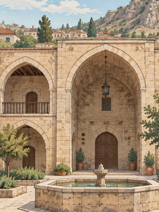 Zeichnung: Veli-Paşa-Karawanserei, Çorum