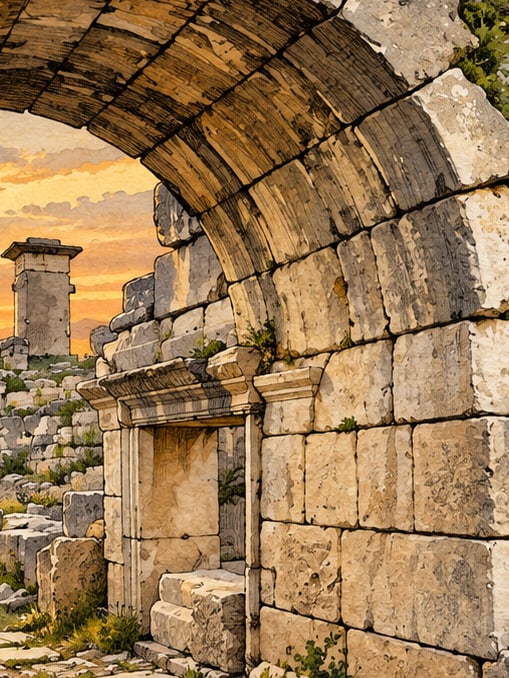 Xanthos Archaeological Site çizimi, Antalya