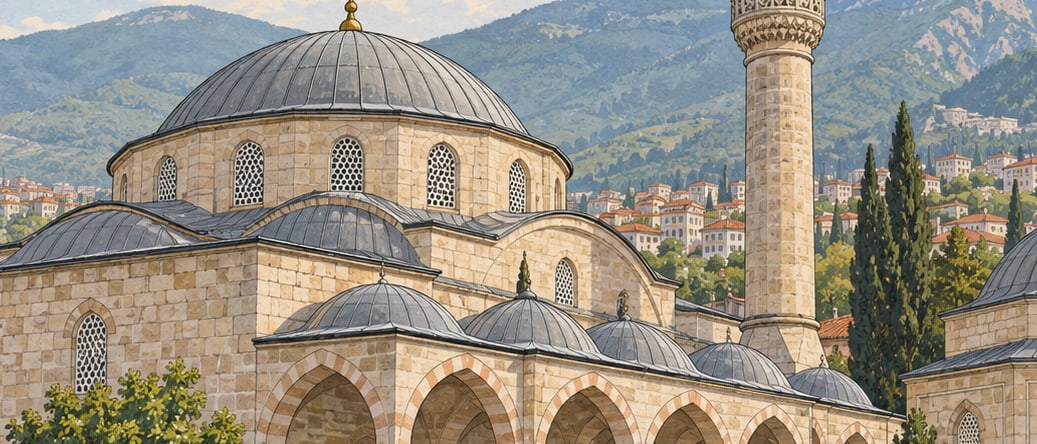 Yakup Çelebi Mosque and Tomb çizimi, Bursa