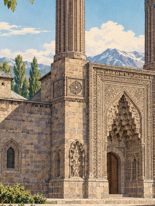 Zeichnung: Yakutiye-Medrese, Museum für türkisch-islamische Werke und Ethnografie, Erzurum