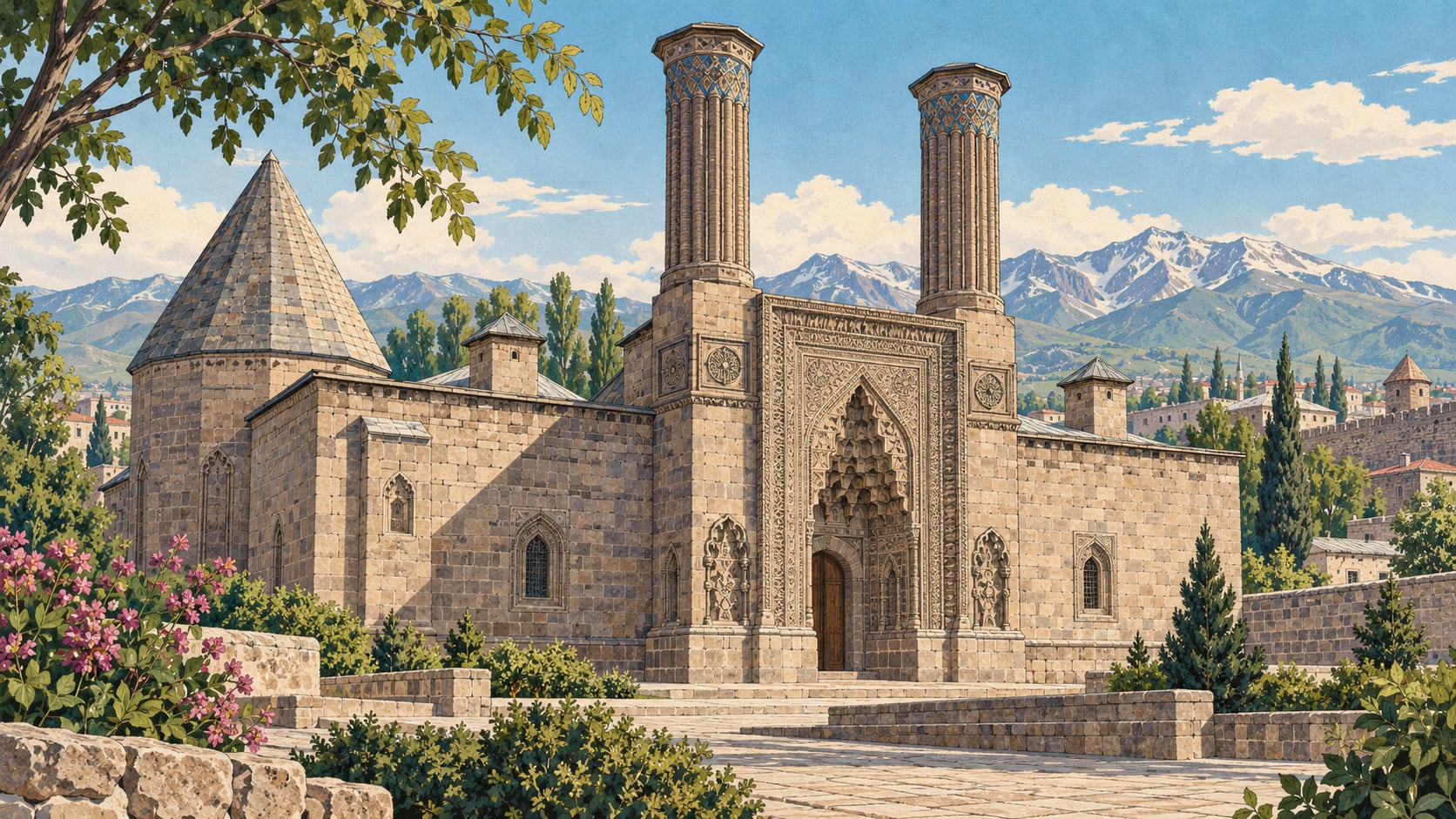 Yakutiye Madrasa Turkish Islamic Works and Ethnography Museum çizimi, Erzurum