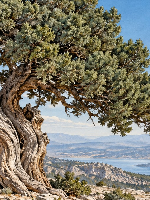 Zeichnung: Naturdenkmal Yalnız-Wacholder, Isparta