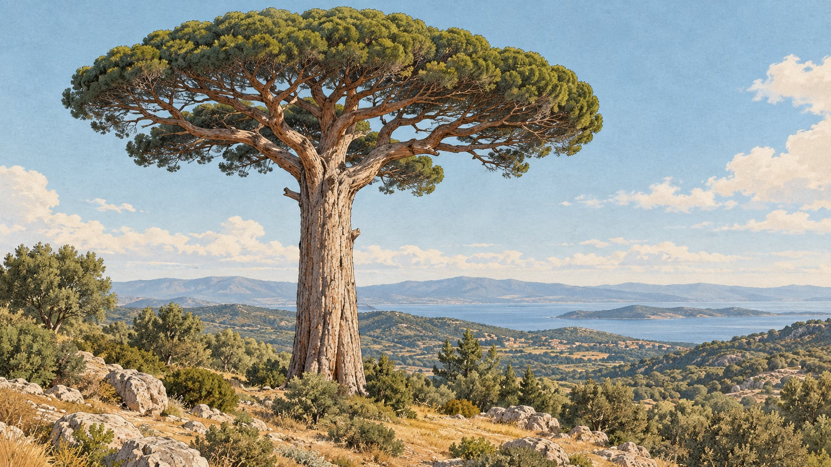 Yarendere Fıstıkçamı Natural Monument çizimi, İzmir
