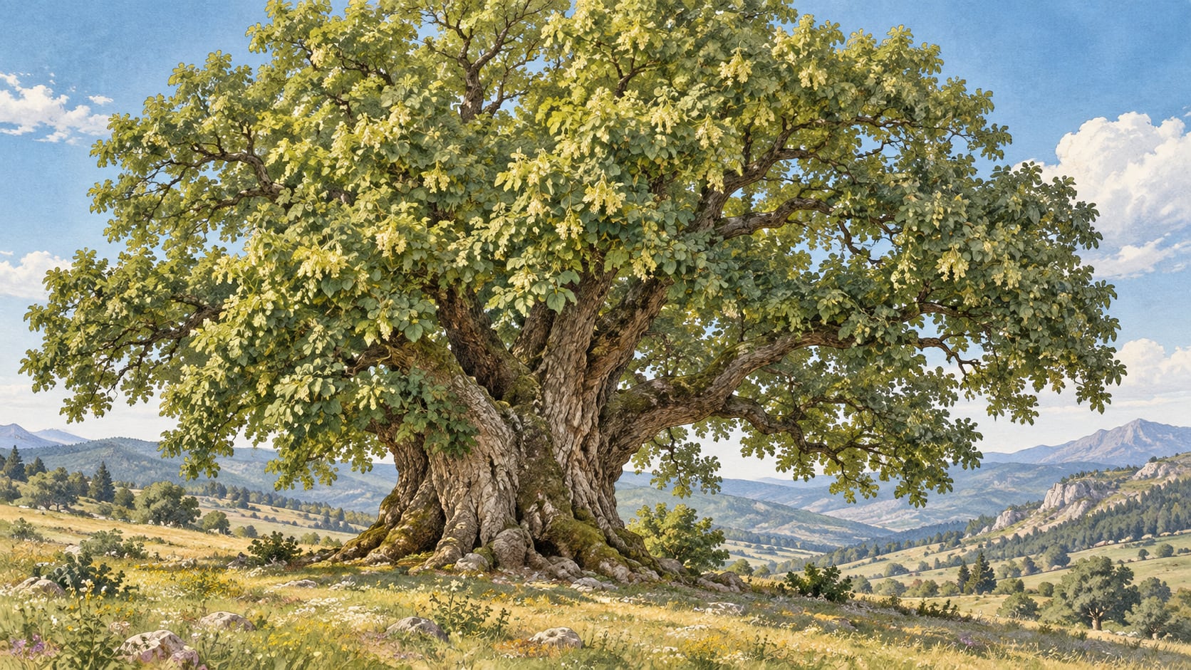 Yaz Ihlamur Tree Natural Monument çizimi, Isparta