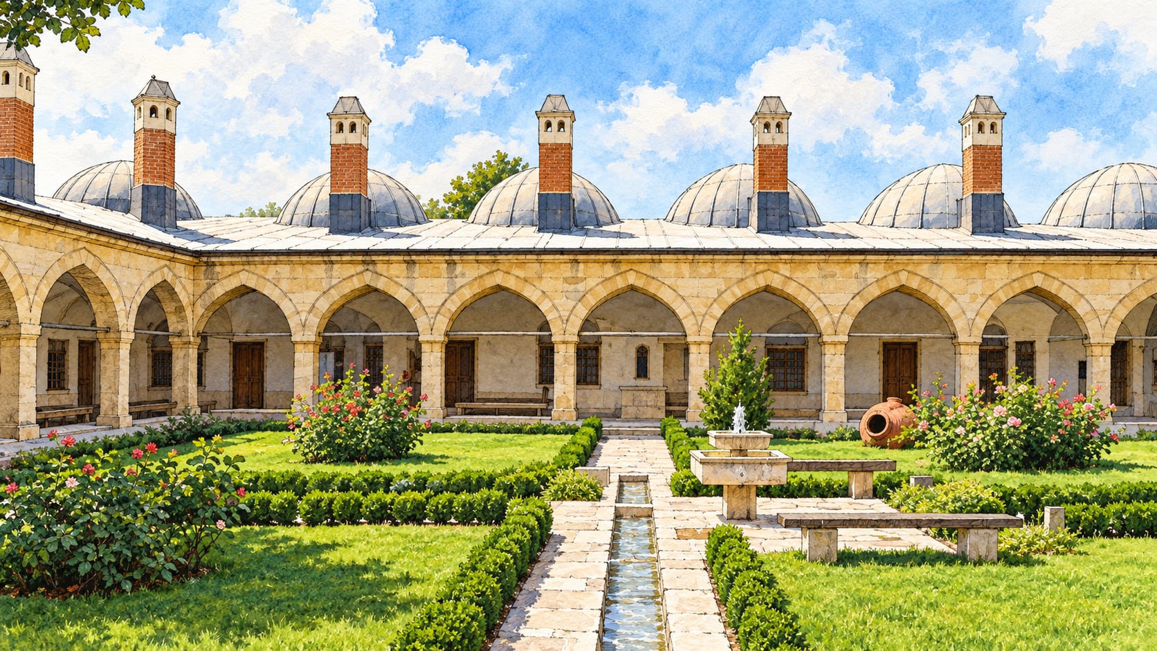 Yedigöz Aqueduct çizimi, Edirne