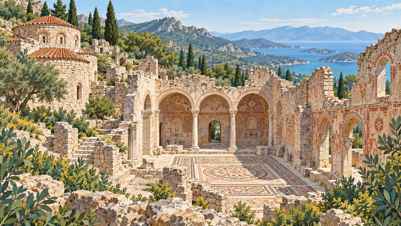 Yediler Monastery çizimi, Muğla