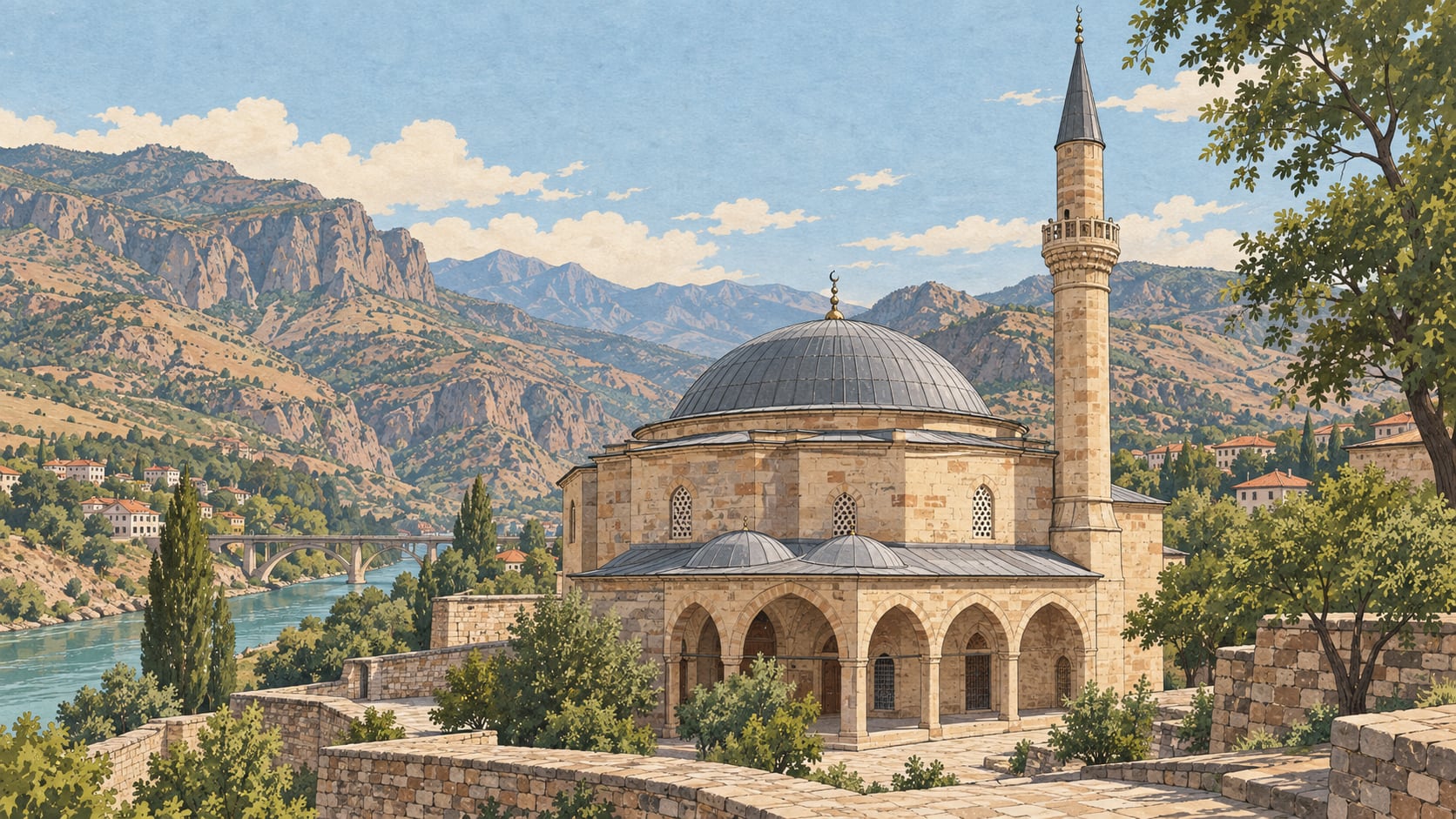 Yelmaniye Mosque / Madrasa Mosque çizimi, Tunceli