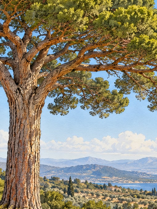 Zeichnung: Naturdenkmal Yemişçi Fıstıkçamı, İzmir