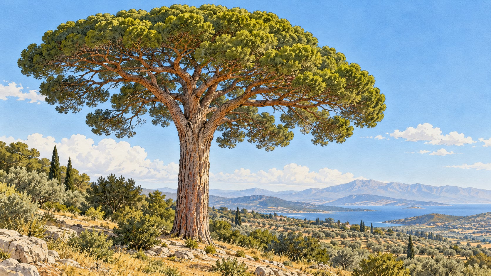 Yemişçi Fıstıkçamı Natural Monument çizimi, İzmir