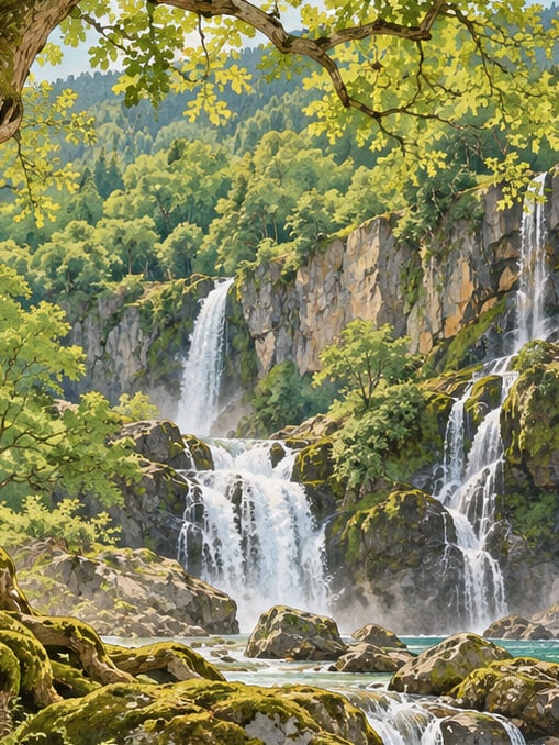 Zeichnung: Naturdenkmal Yenice Şelaleri, Giresun