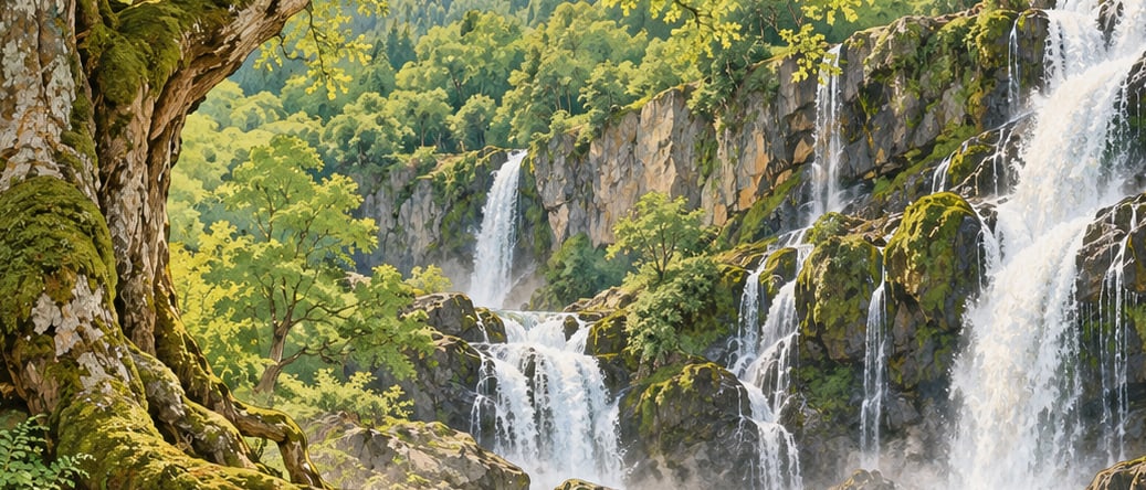 Yenice Şelaleri Natural Monument çizimi, Giresun