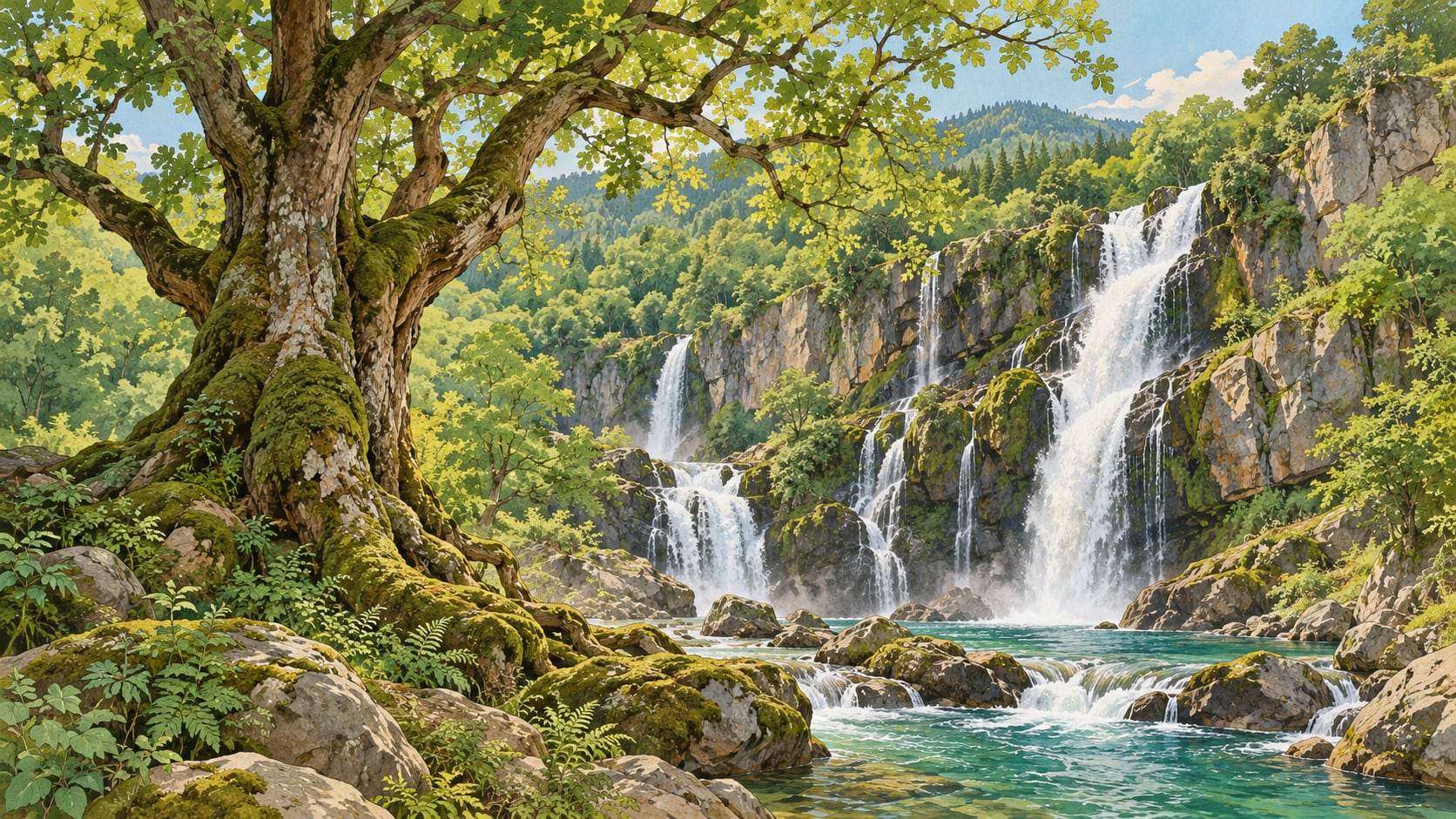 Yenice Şelaleri Natural Monument çizimi, Giresun