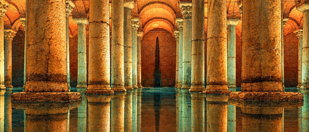 Basilica Cistern çizimi, İstanbul