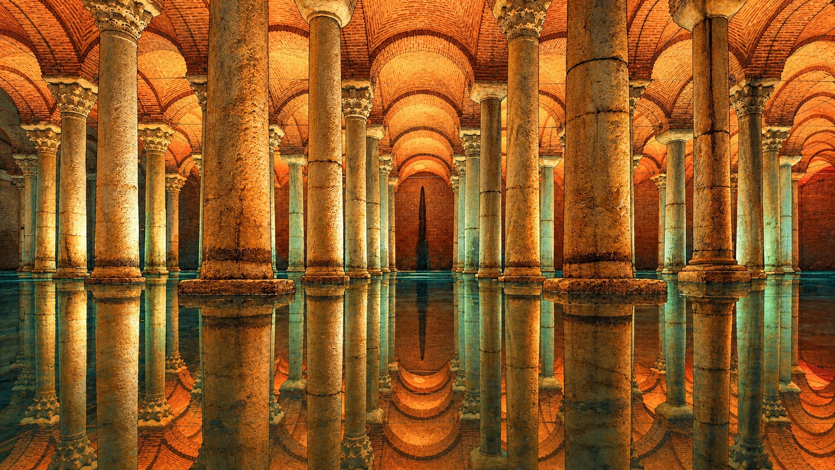 Basilica Cistern çizimi, İstanbul