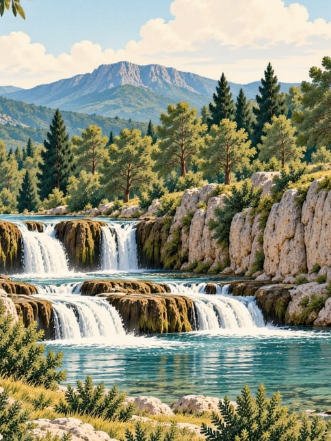Zeichnung: Naturpark Yerköprü-Wasserfall, Mersin