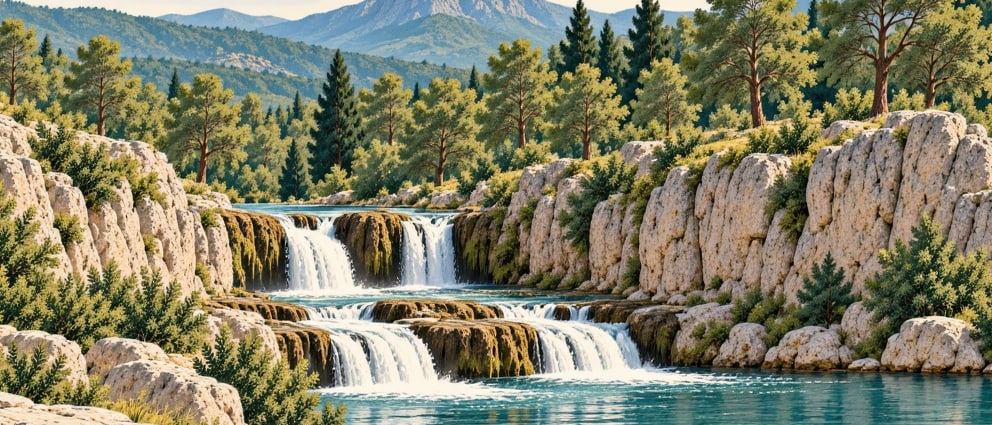 Yerköprü Waterfall Nature Park çizimi, Mersin