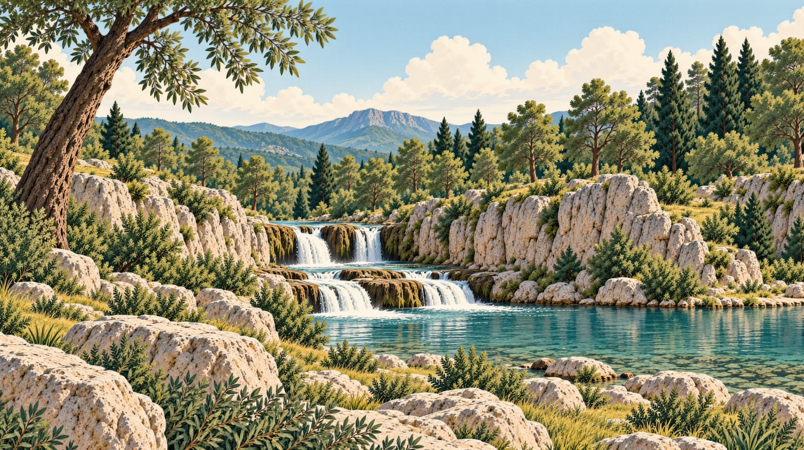 Yerköprü Waterfall Nature Park çizimi, Mersin
