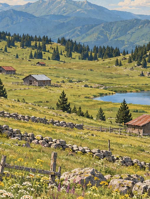 Zeichnung: Hochweiden Yeşilce und Topçam, Ordu