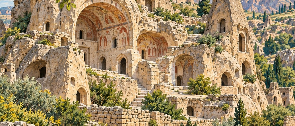 Yeşilhisar Soğanlı Archaeological Site çizimi, Kayseri