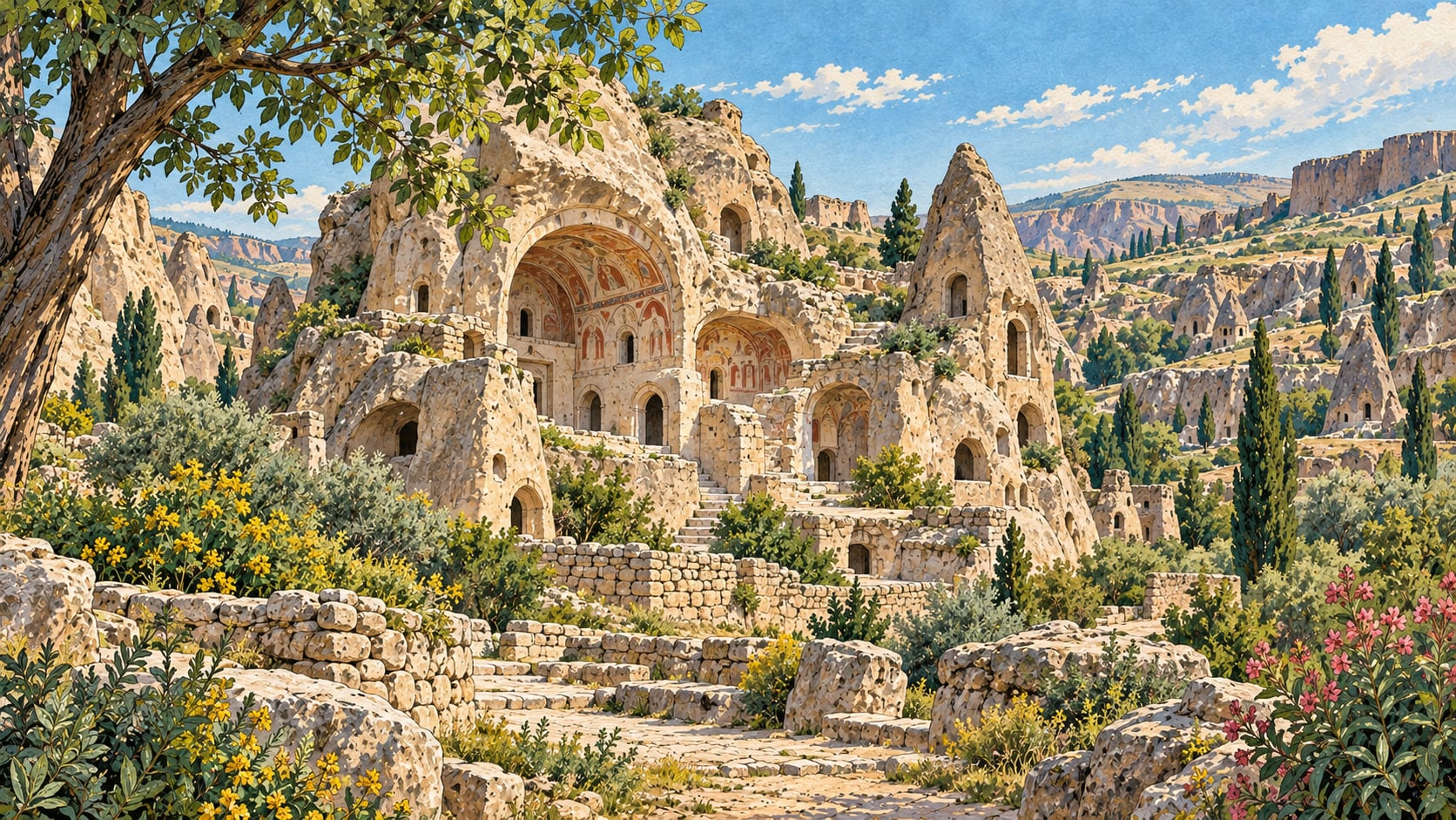 Yeşilhisar Soğanlı Archaeological Site çizimi, Kayseri
