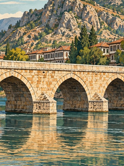 Zeichnung: Yeşilırmak-Brücke, Tokat