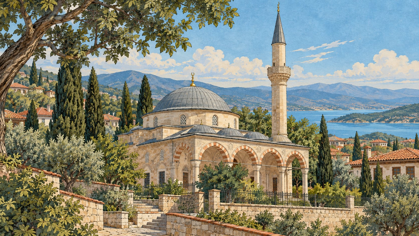 Yeşilli Mosque çizimi, Balıkesir