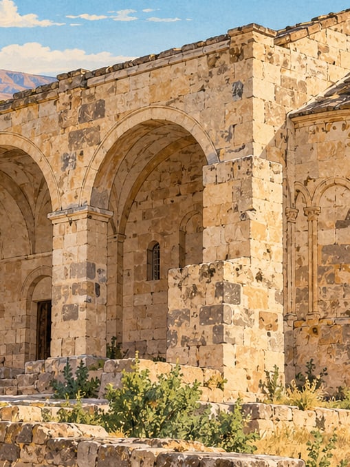 Zeichnung: Yılanlı-Kirche / Kirche des heiligen Onuphrius, Nevşehir