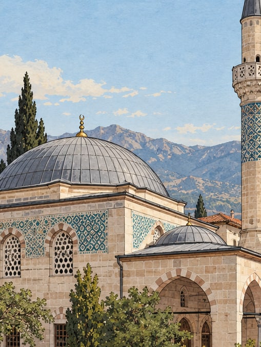 Zeichnung: Yılanlıoğlu-Moschee, Isparta