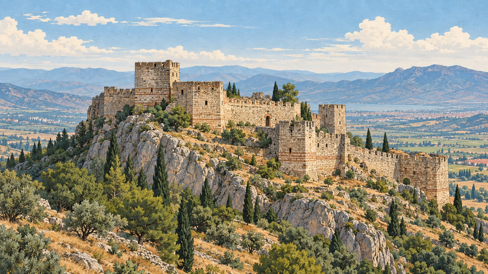 Yoğurtçu Castle çizimi, Manisa