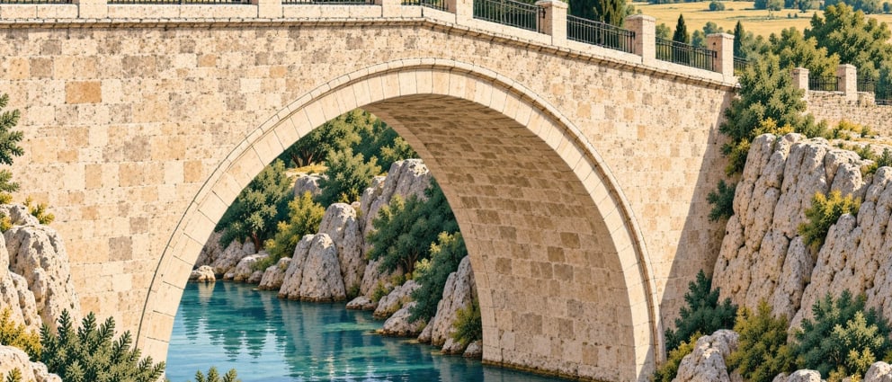 Yoldere Village Arch Bridge çizimi, Artvin